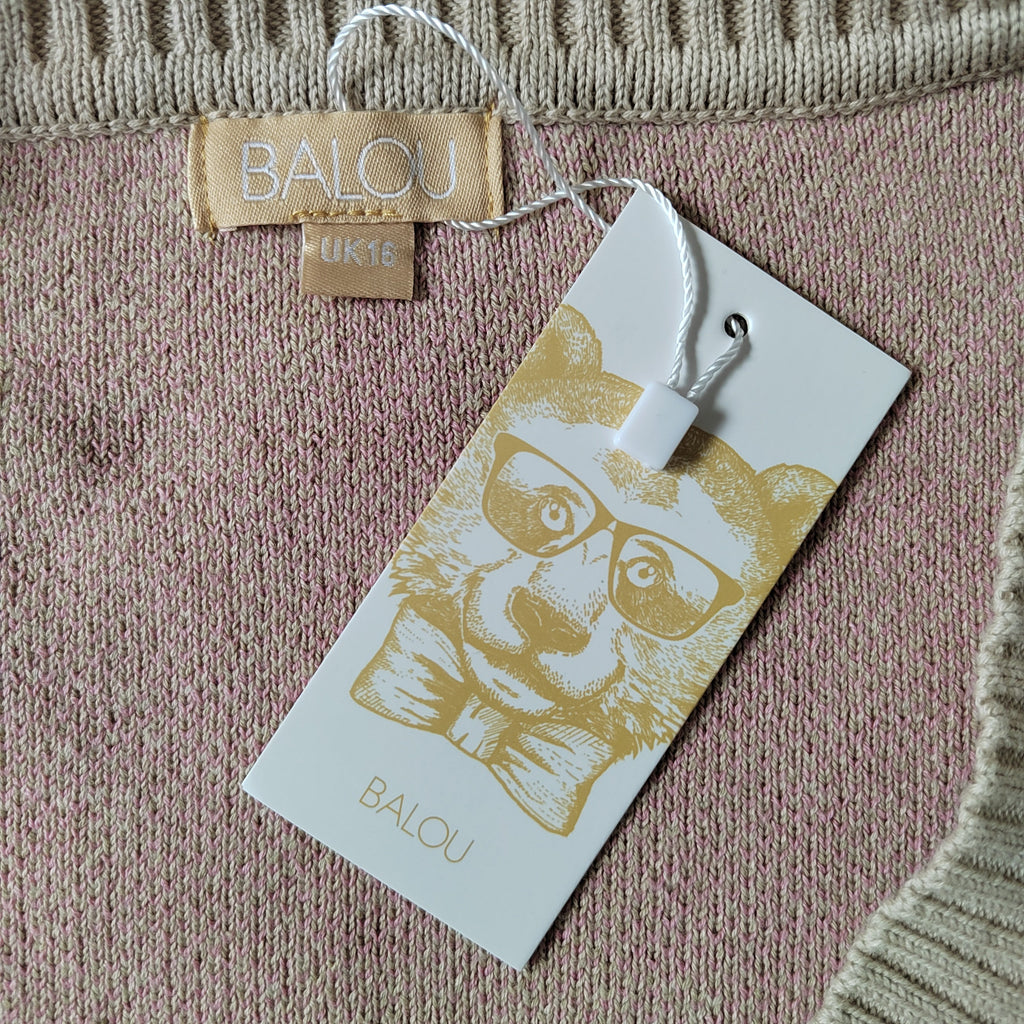 BALOU Oversized Floral Knit Cardigan – 95% Cotton - Size 16 NWT RRP £70