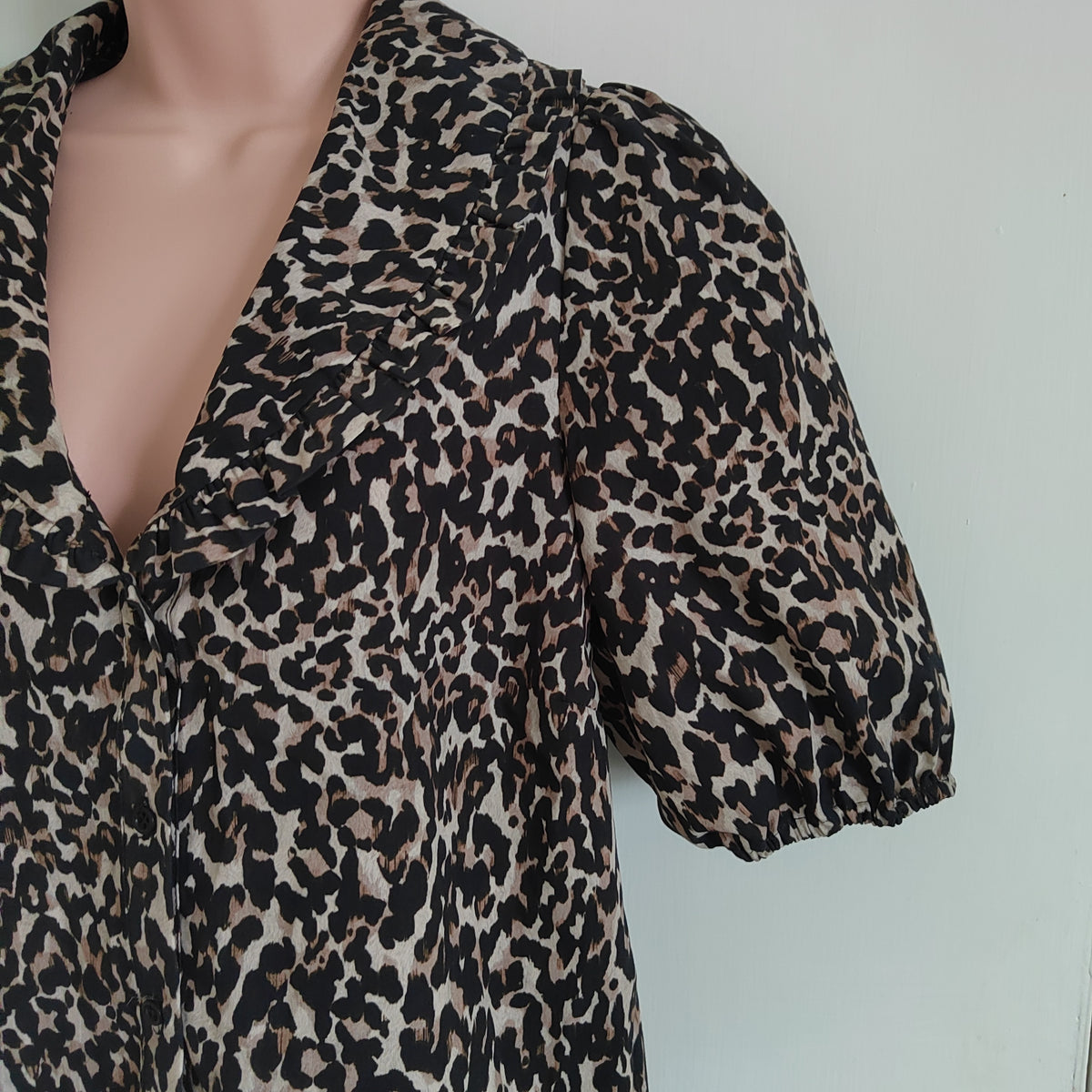 Nobody's Child Emmie Leopard Print Organic Cotton Blouse - Size 12