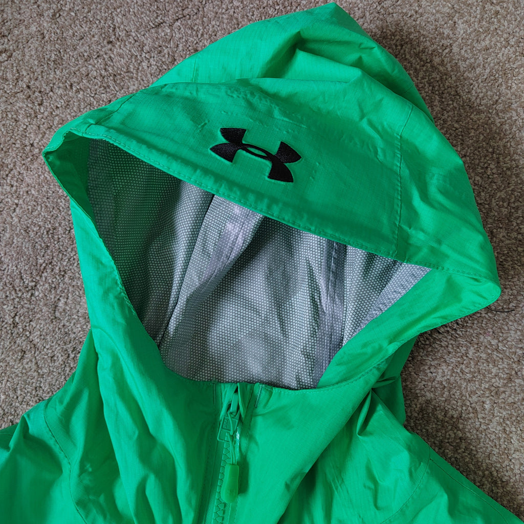 Under Armour Men's Green Lightweight Full-Zip Hooded Windbreaker Jacket - Size Medium