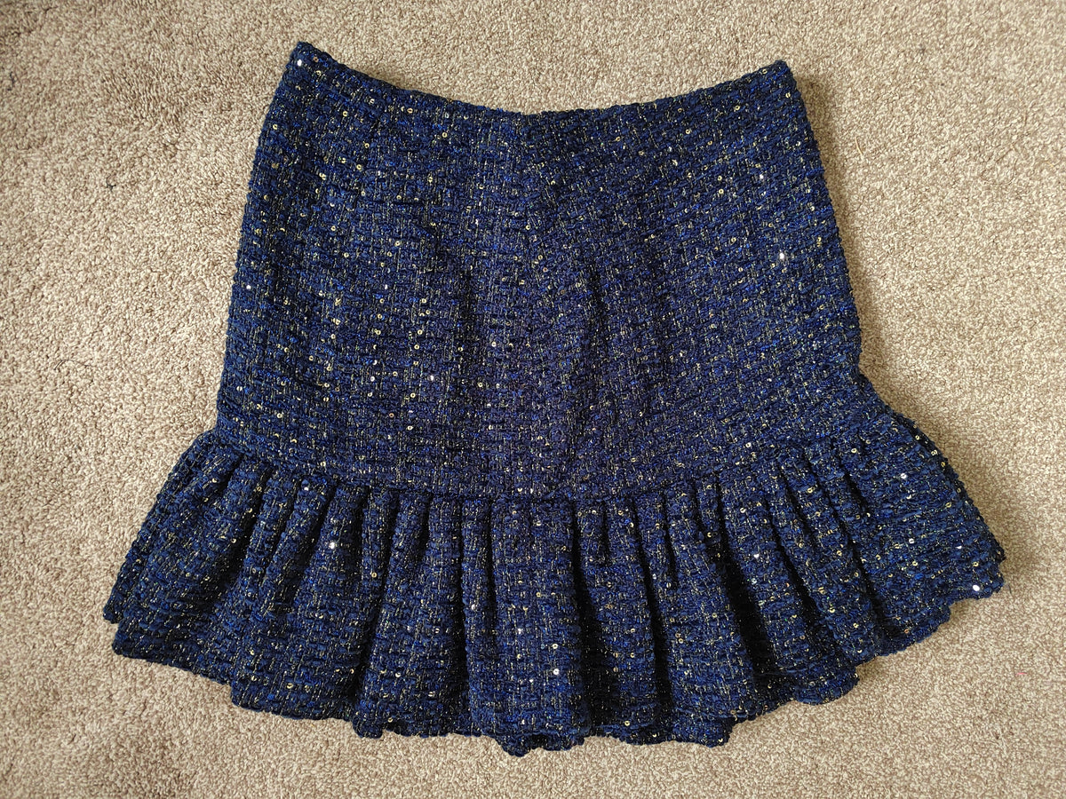 M&S Metallic Sequin Tweed Waistcoat & Tiered Mini Skirt Co-Ord Set - Size 8 NWT RRP £90