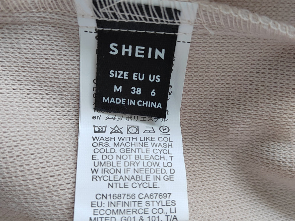 SHEIN Elegant French-Knot Collar Crop Jacket with Faux-Fur Cuffs - Size Medium NWOT