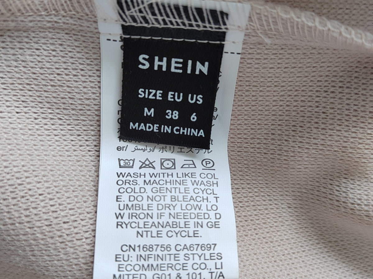 SHEIN Elegant French-Knot Collar Crop Jacket with Faux-Fur Cuffs - Size Medium NWOT