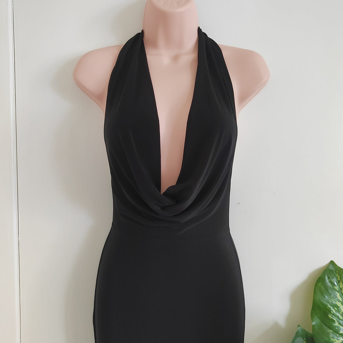 Club L London Milani Black Backless Fishtail Dress - Size 6