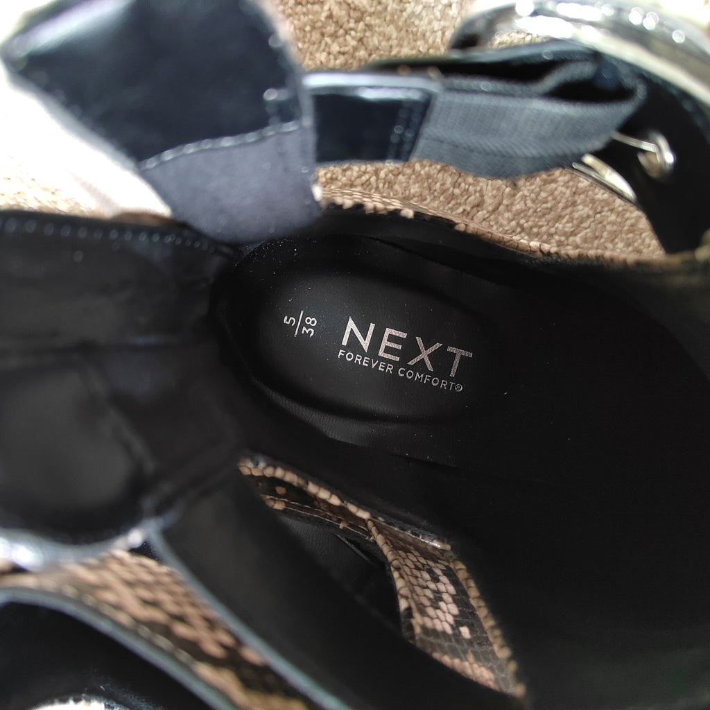 Next 'Forever Comfort' Snake Print Cut-Out Ankle Boots - Size 5