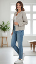 Vilagallo Tailored Collarless Tweed Wool Blazer - Size 12