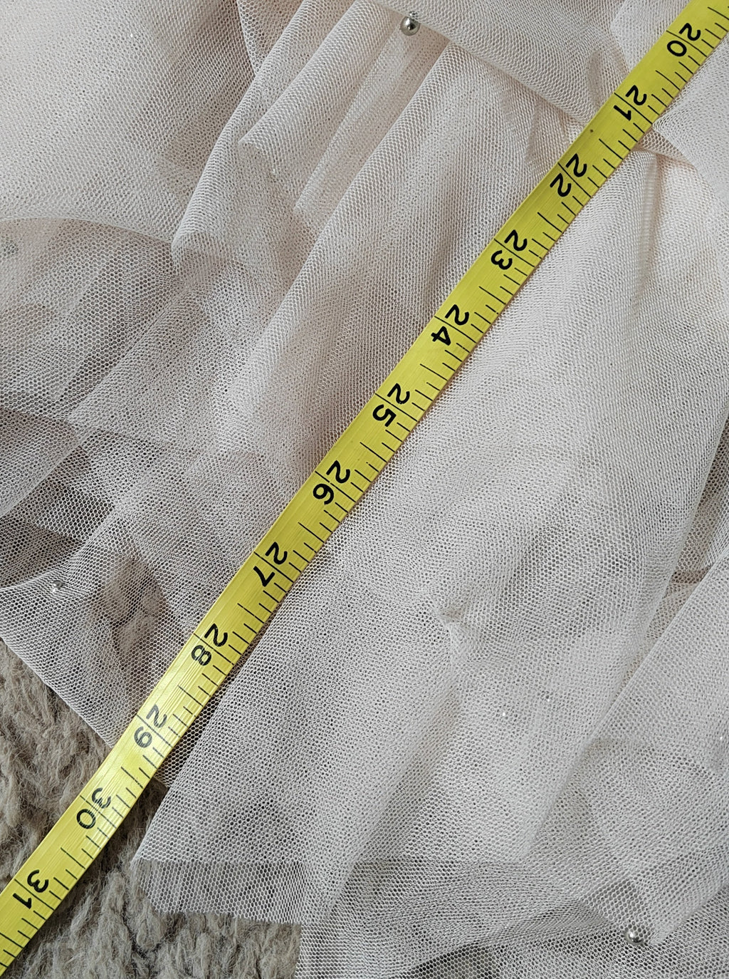 Apricot Pearl Embellished Tulle Midi Skirt – Size 14