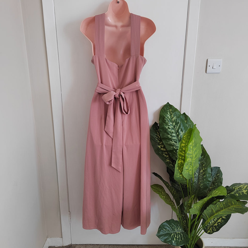 Paisie Pink Cross Waist Halterneck Wide-Leg Jumpsuit – Size 12