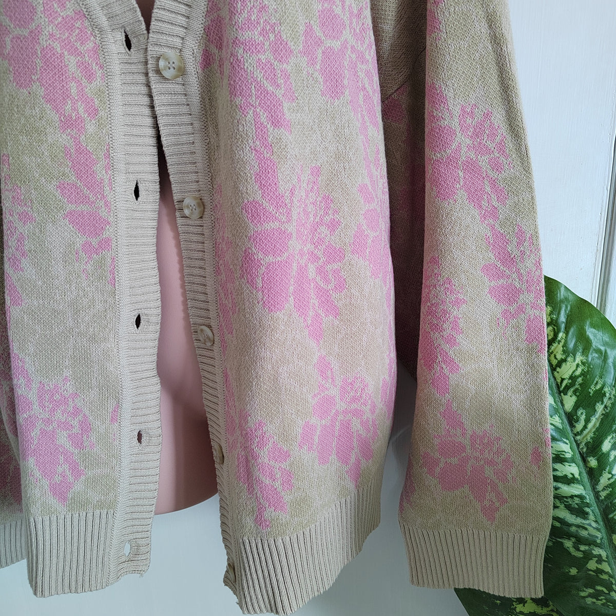 BALOU Oversized Floral Knit Cardigan – 95% Cotton - Size 16 NWT RRP £70