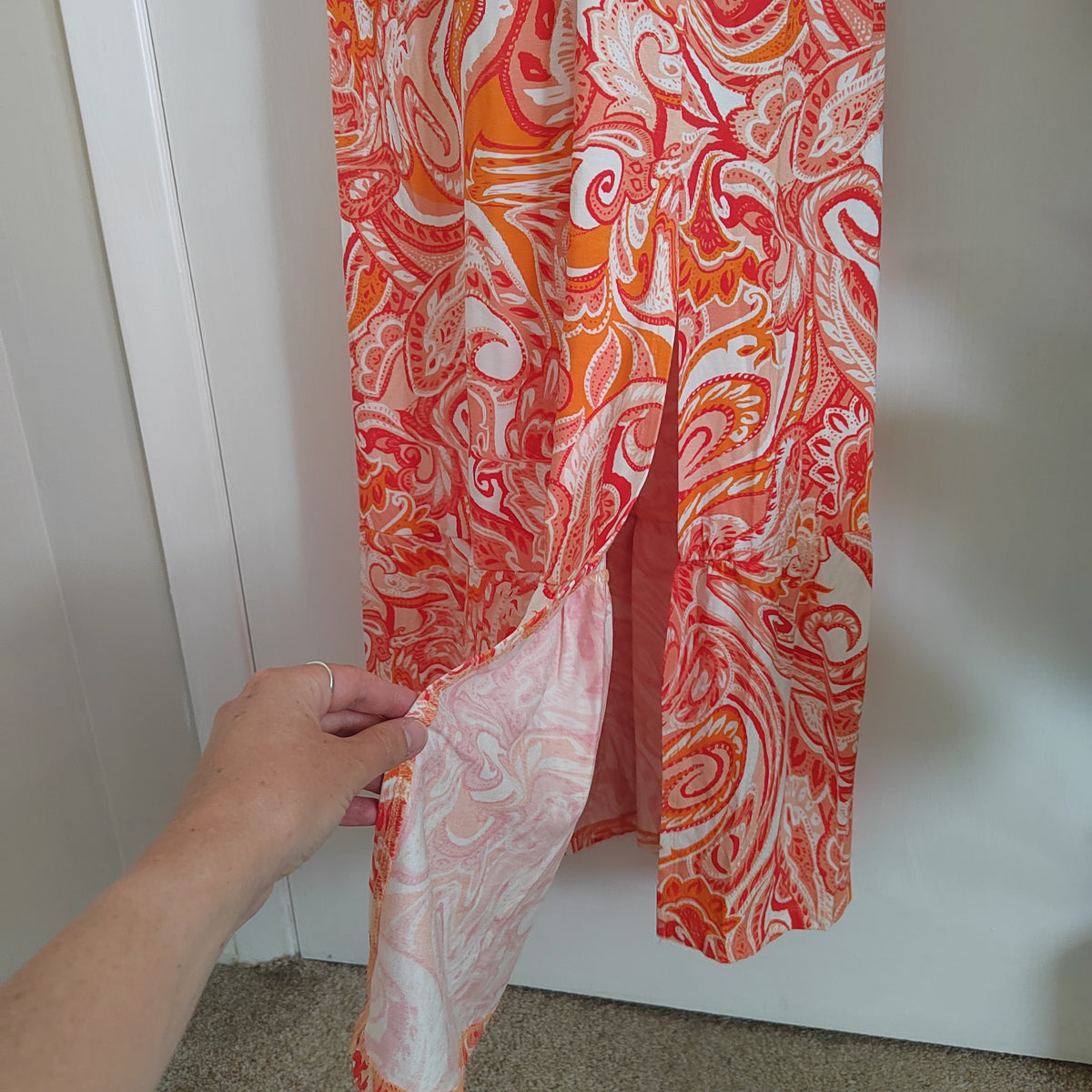 Sosandar Orange Paisley Print Halter Neck Maxi Dress - Size 12 RRP £79