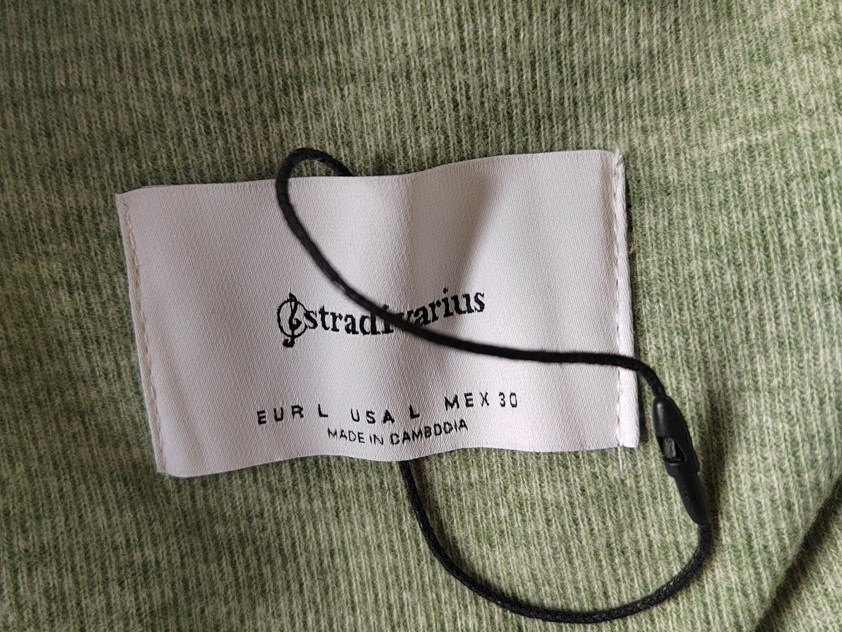 Stradivarius Sage Green Ribbed Open Front Duster Cardigan — Size 12/14 NWOT