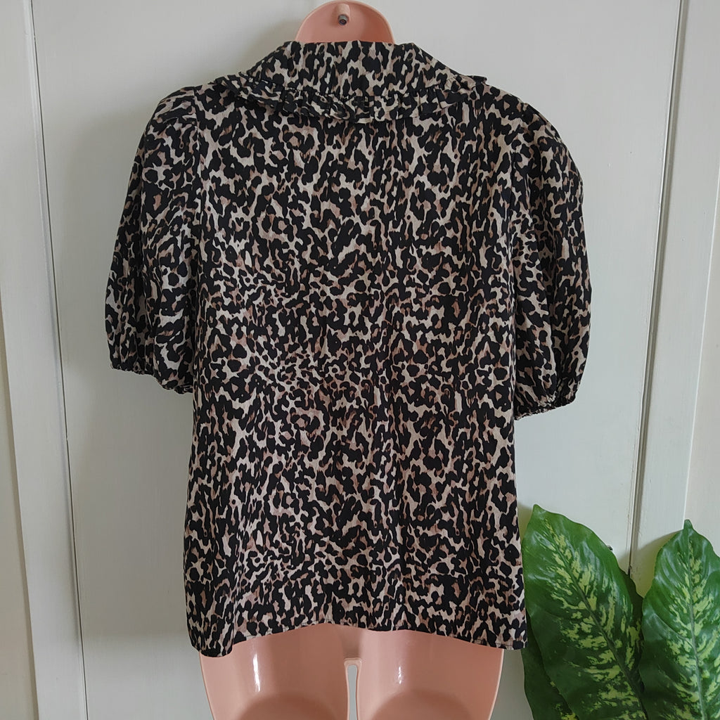 Nobody's Child Emmie Leopard Print Organic Cotton Blouse - Size 12