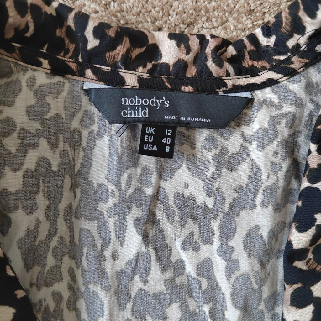 Nobody's Child Emmie Leopard Print Organic Cotton Blouse - Size 12