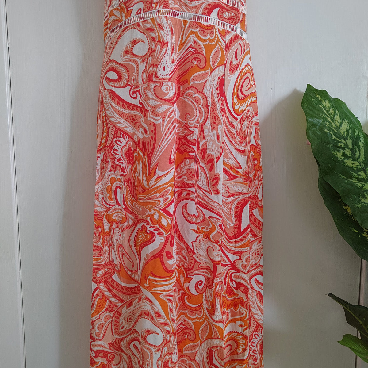 Sosandar Orange Paisley Print Halter Neck Maxi Dress - Size 12 RRP £79