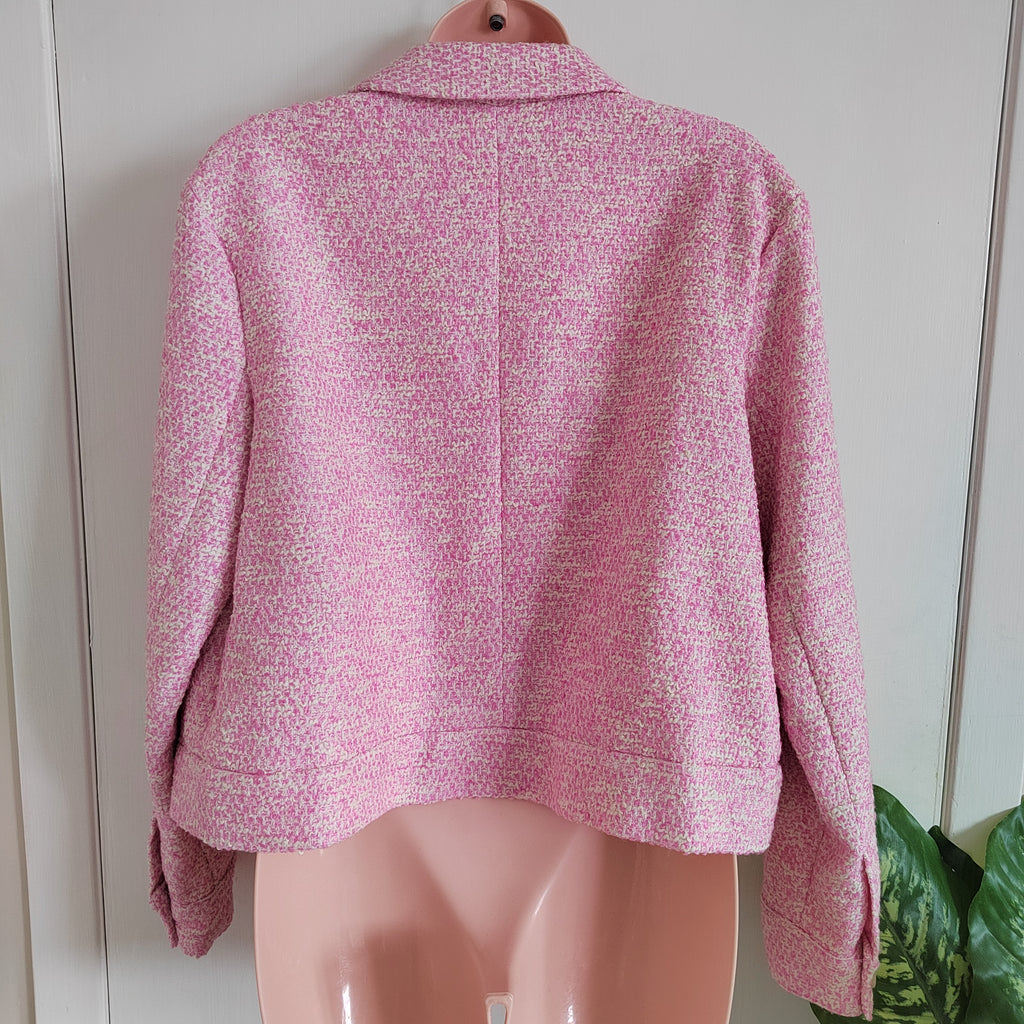 M&S Pink Textured Cropped Shacket Cotton Blend Size 10 NWT RRP £65