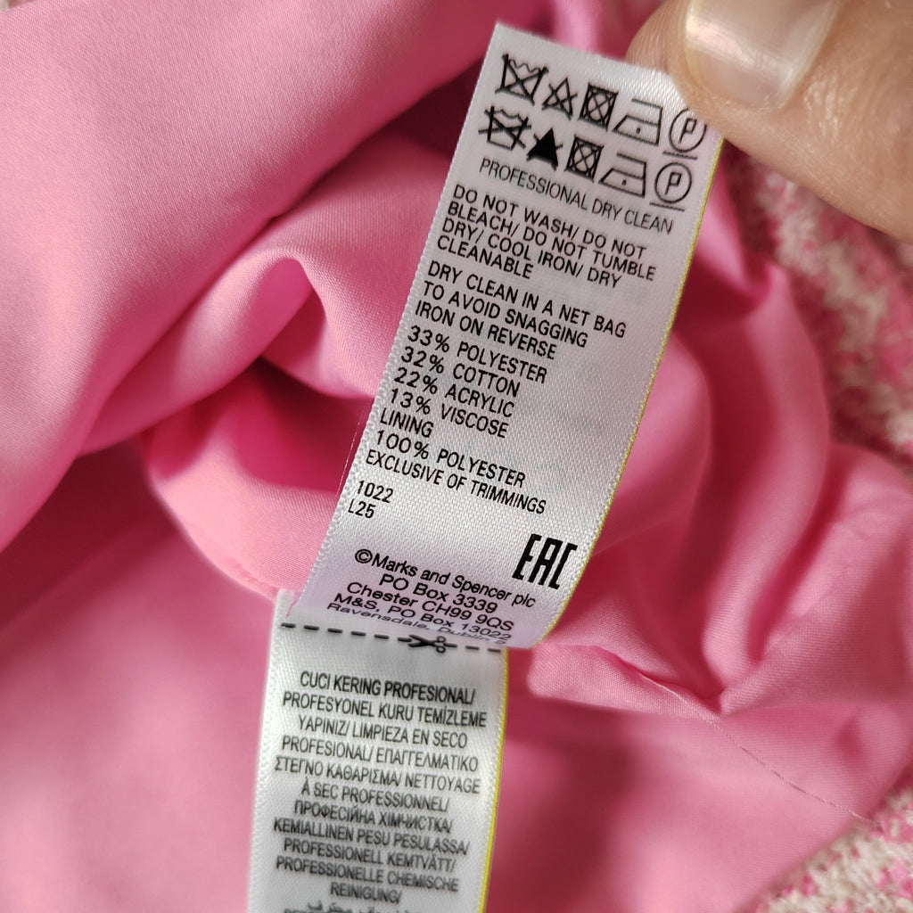 M&S Pink Textured Cropped Shacket Cotton Blend Size 10 NWT RRP £65