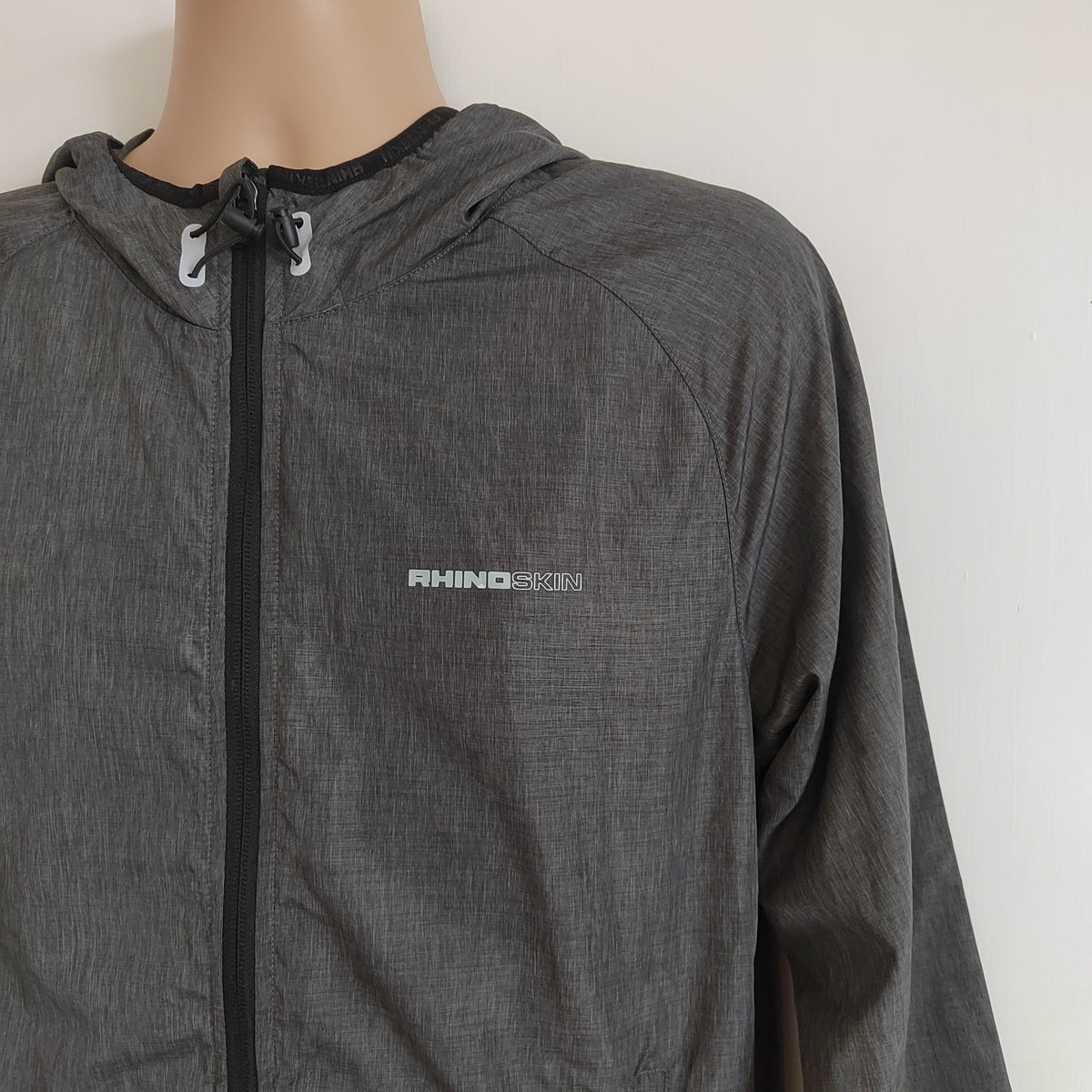 Rhino Skin Lightweight Hooded Performance Windbreaker Jacket – Heather Charcoal - Size Small