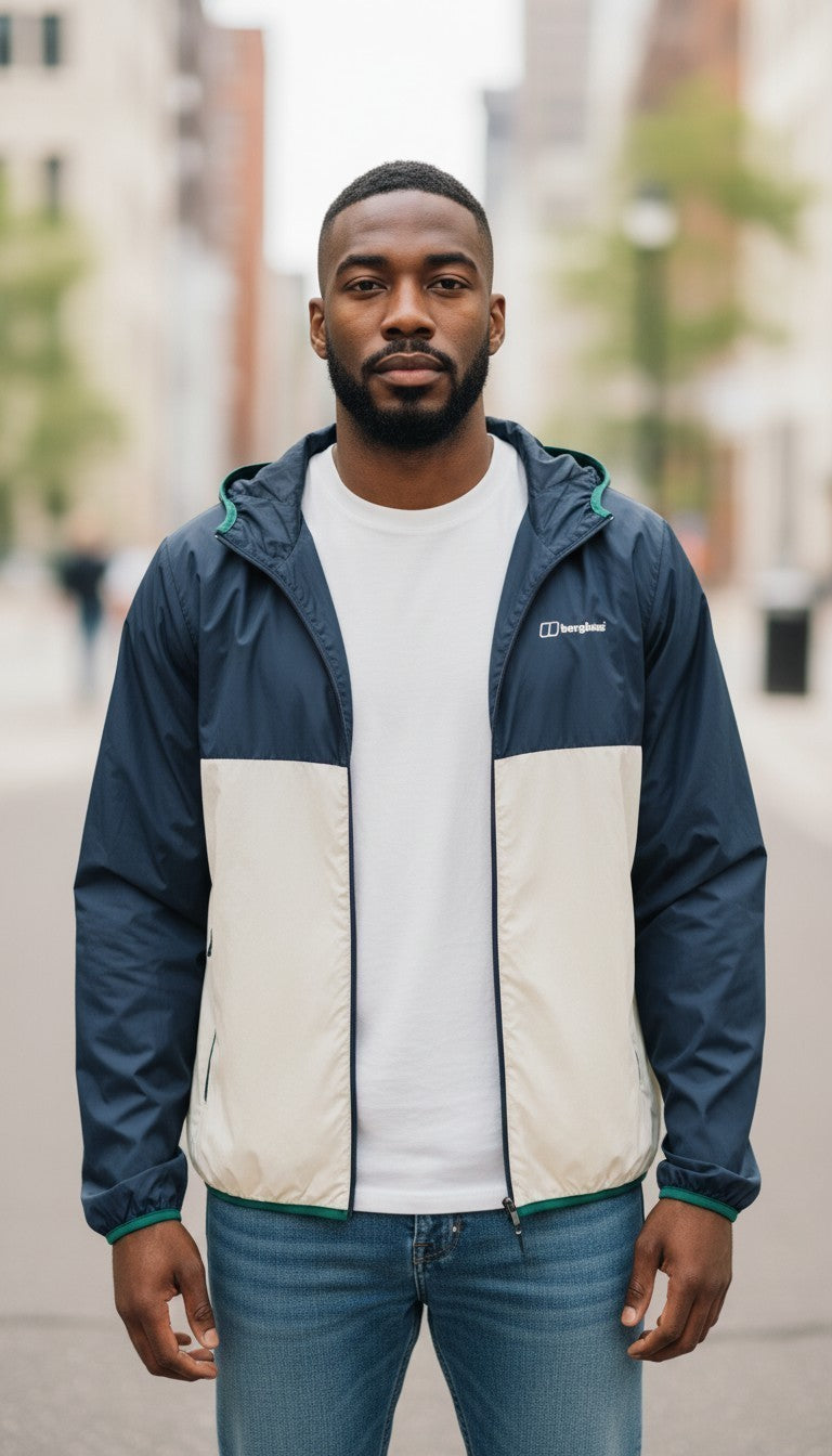 Berghaus Men's Corbeck Windbreaker Jacket – Navy/White – Size Medium