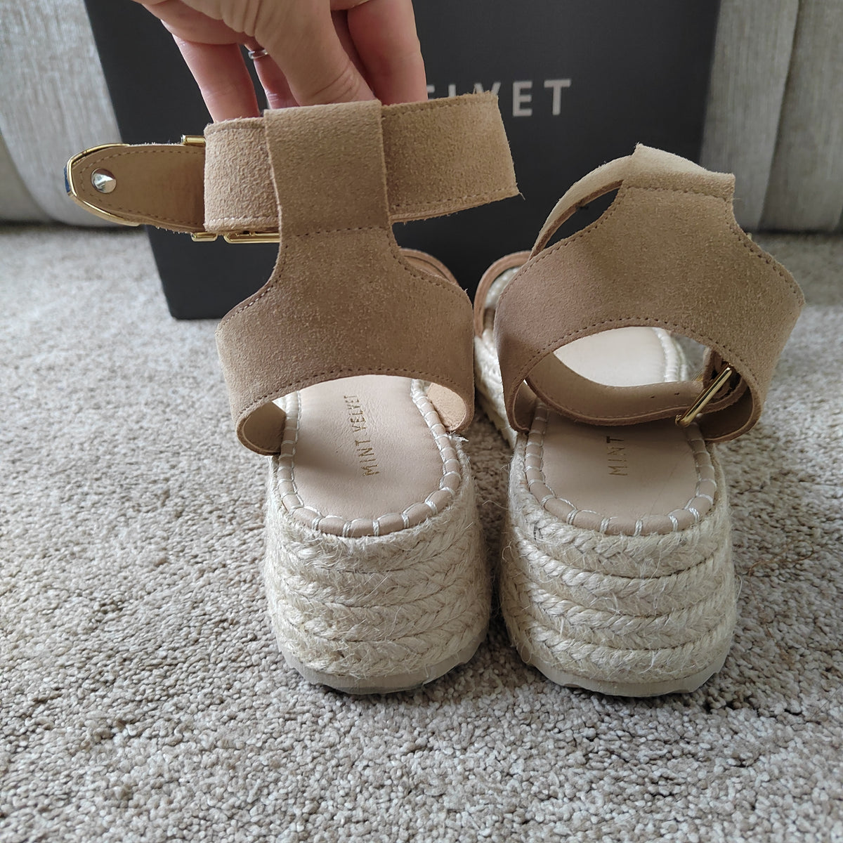 Mint Velvet Suede Flatform Espadrille Sandals (With Box) - Size 5  NWOT