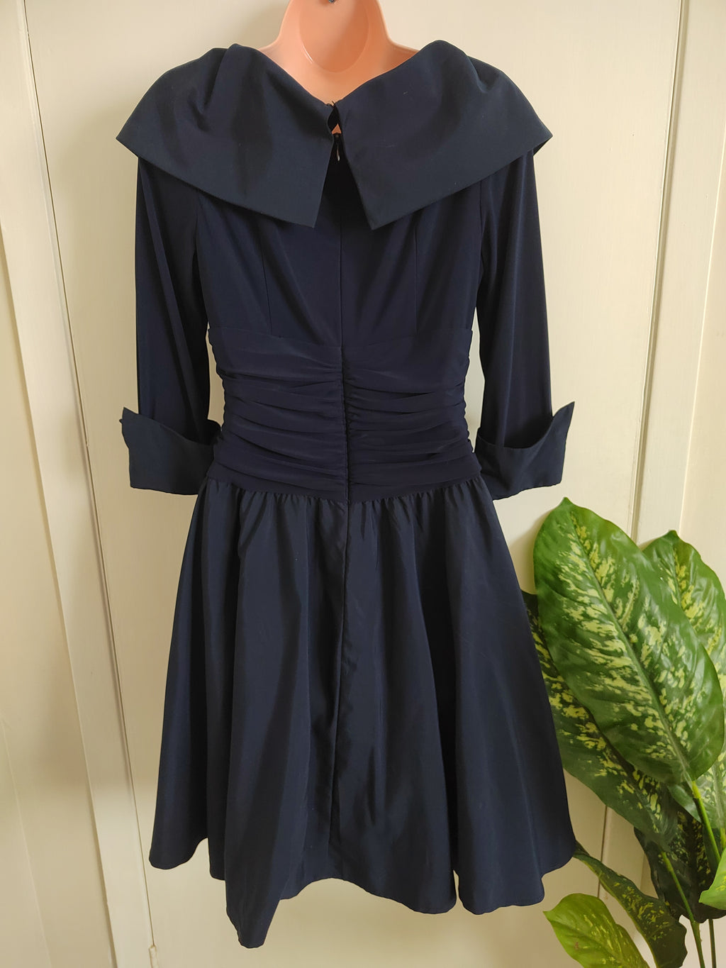 Eliza J Navy Vintage-Style Midi Dress - Size 12 NWOT