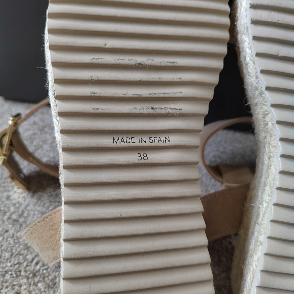 Mint Velvet Suede Flatform Espadrille Sandals (With Box) - Size 5  NWOT