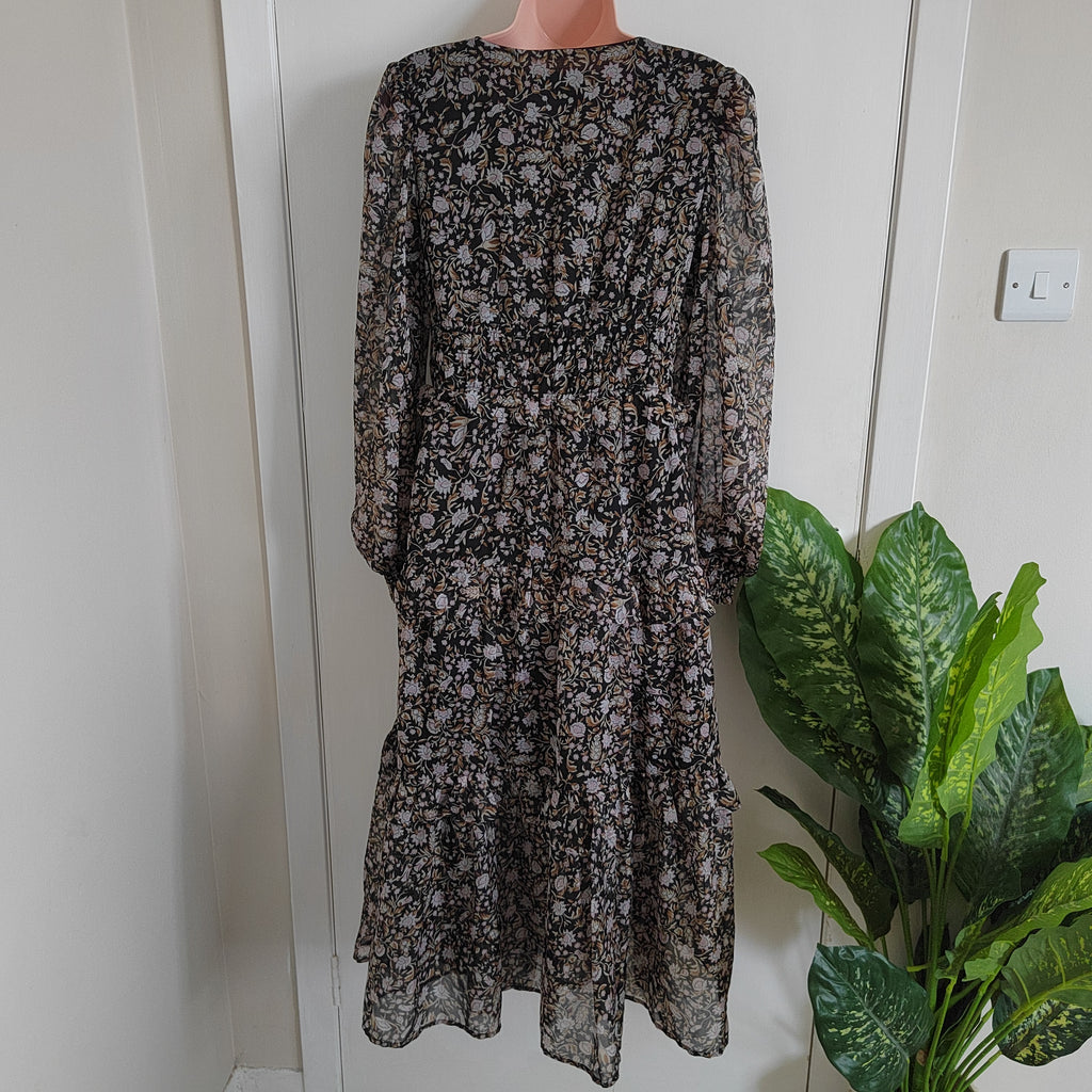 Dorothy Perkins Floral Chiffon Tiered Maxi Dress - Size 12