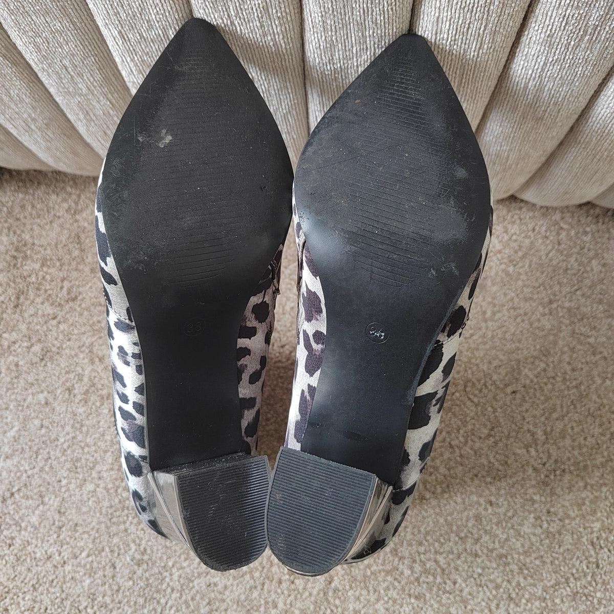 M by Moda "Kristian" Grey Leopard Fabric Ankle Boots (With Box) - Size 5