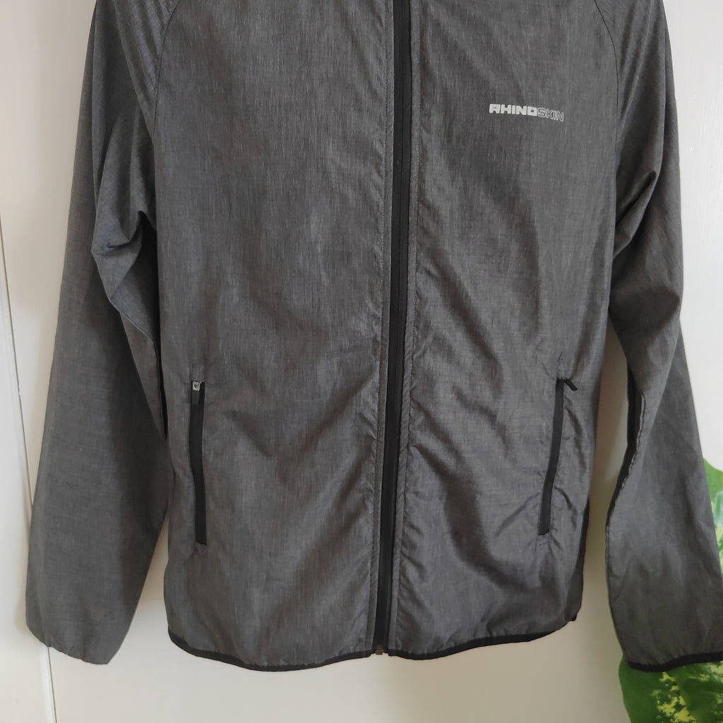 Rhino Skin Lightweight Hooded Performance Windbreaker Jacket – Heather Charcoal - Size Small