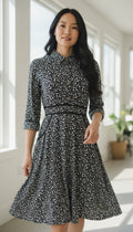 Monteau Los Angeles Black Ditsy Floral Shirt Dress - Size Small