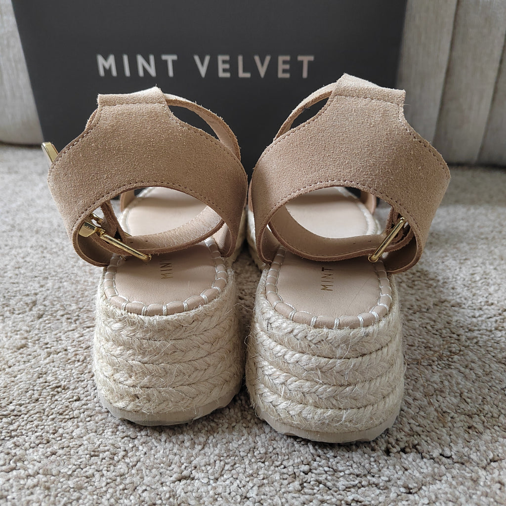 Mint Velvet Suede Flatform Espadrille Sandals (With Box) - Size 5  NWOT