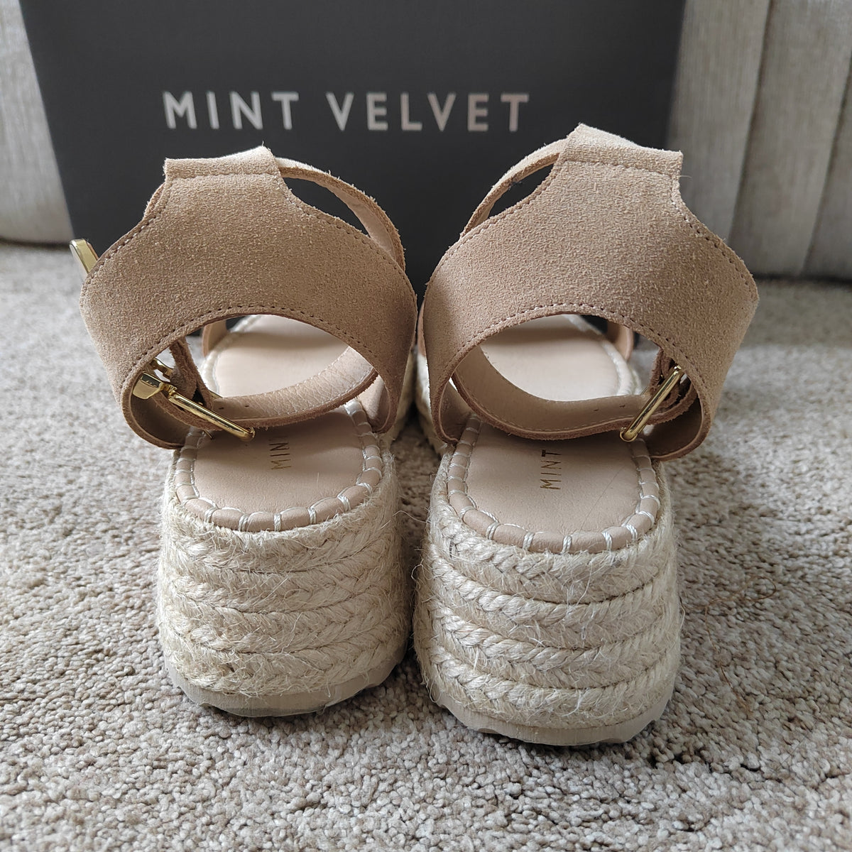 Mint Velvet Suede Flatform Espadrille Sandals (With Box) - Size 5  NWOT