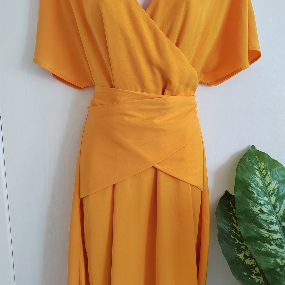 Paisie Flare Sleeve Maxi Wrap Dress in Vibrant Orange – Size 12