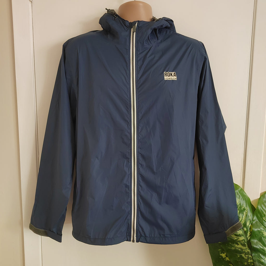 ROKA London Holborn Eco-Friendly Rain Jacket - Deep Blue - Size Medium NWOT RRP £79.95