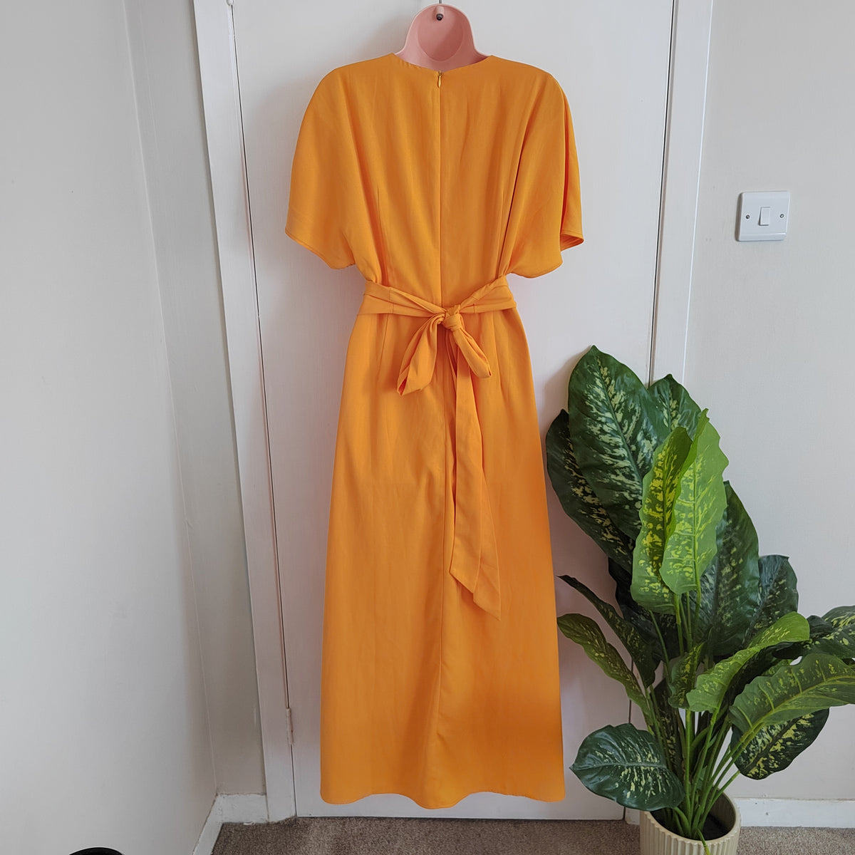 Paisie Flare Sleeve Maxi Wrap Dress in Vibrant Orange – Size 12