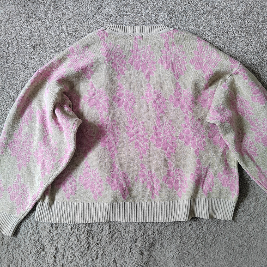 BALOU Oversized Floral Knit Cardigan – 95% Cotton - Size 16 NWT RRP £70