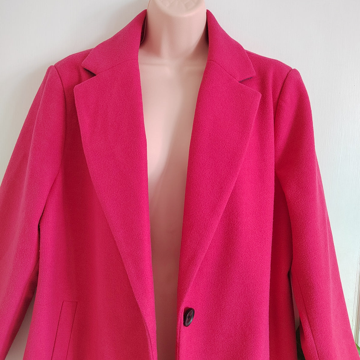 Dept 19 Women's Classic Single-Breasted Overcoat – Fuchsia Pink - Size 20