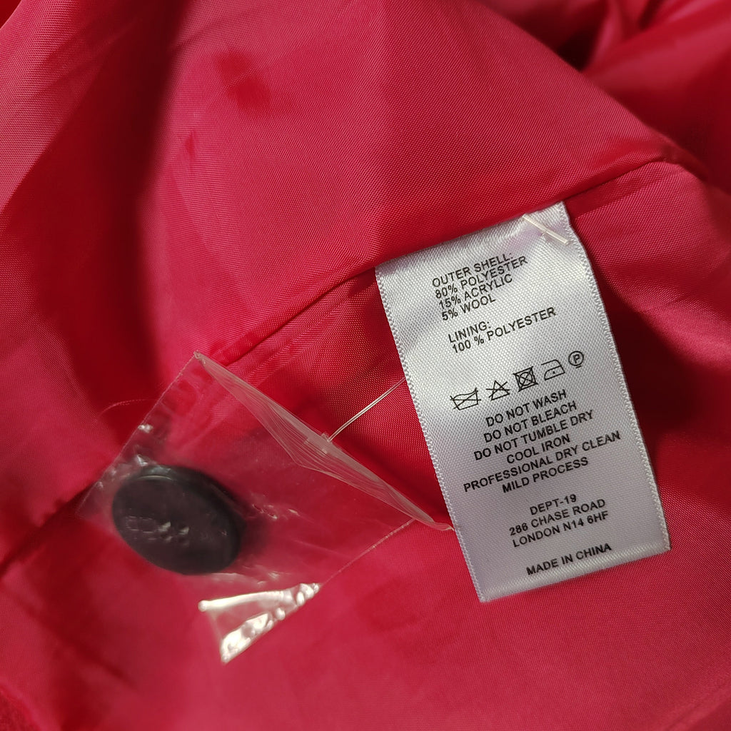 Dept 19 Women's Classic Single-Breasted Overcoat – Fuchsia Pink - Size 20