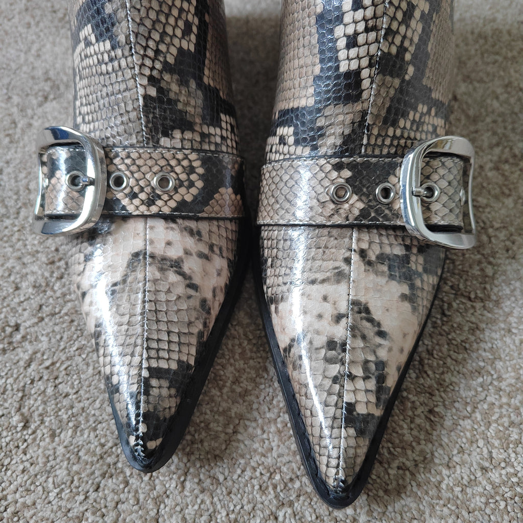 Next 'Forever Comfort' Snake Print Cut-Out Ankle Boots - Size 5