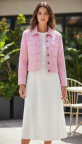 M&S Pink Textured Cropped Shacket Cotton Blend Size 10 NWT RRP £65