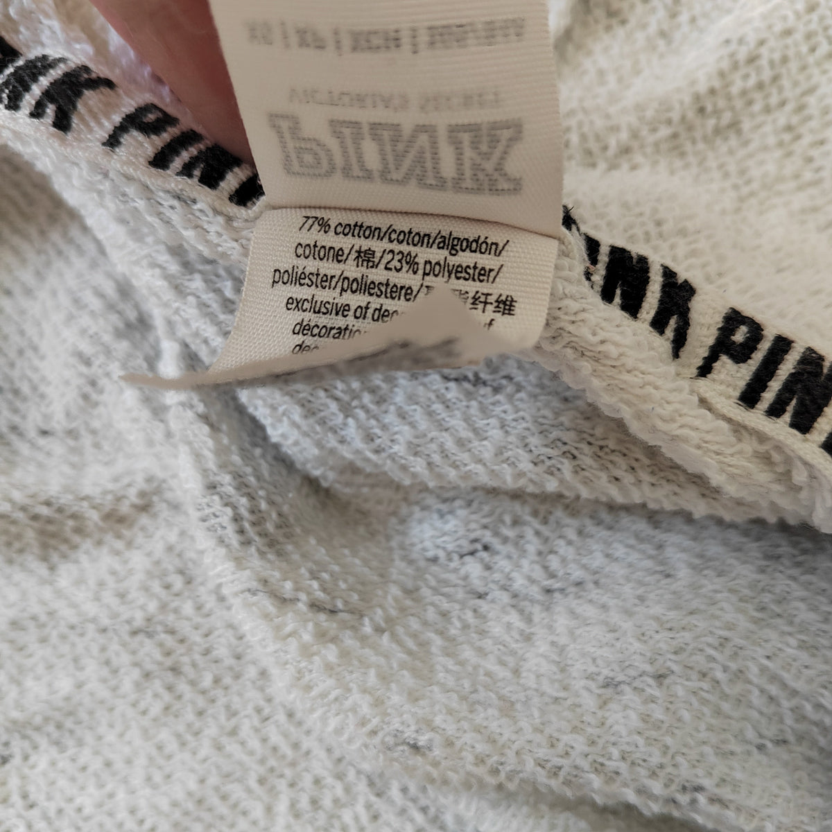 Victoria's Secret PINK Perfect Full-Zip Hoodie - Marled Oatmeal Stripe - Size XS