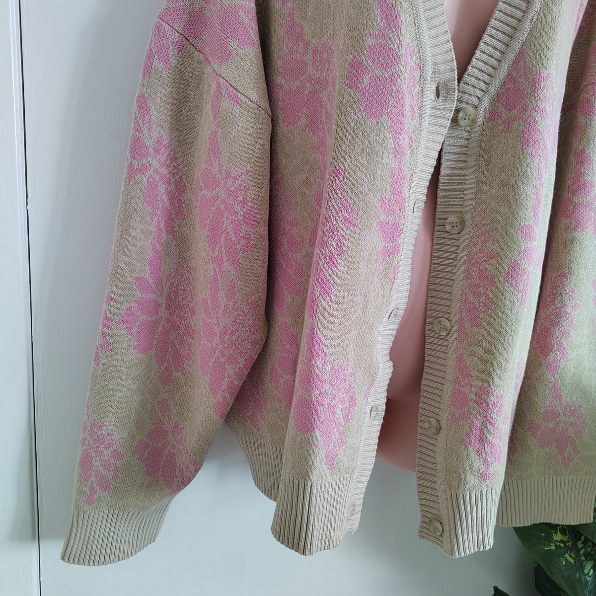 BALOU Oversized Floral Knit Cardigan – 95% Cotton - Size 16 NWT RRP £70