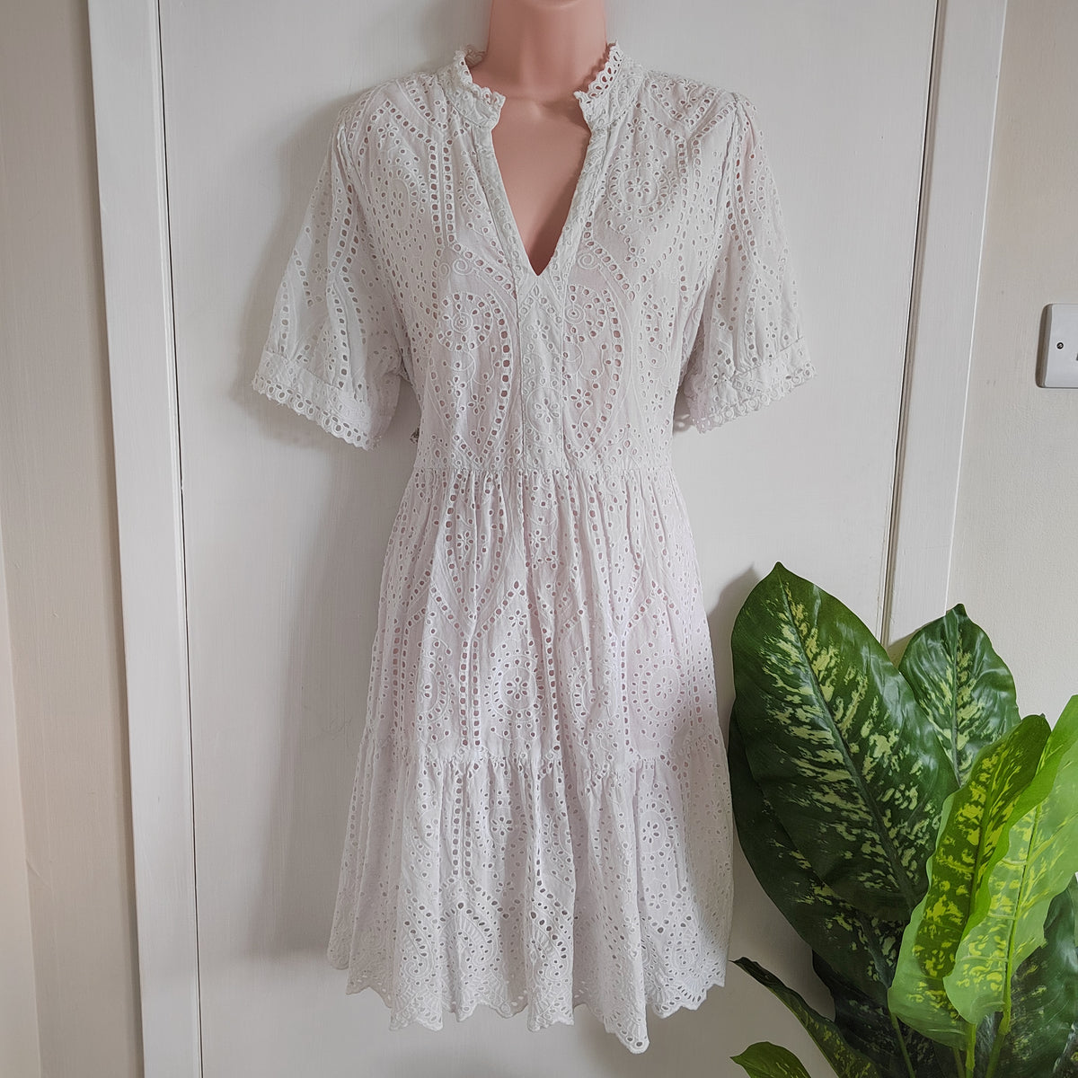 Y.A.S. Yasholi Broderie Mini Dress - 100% Cotton - Size 18