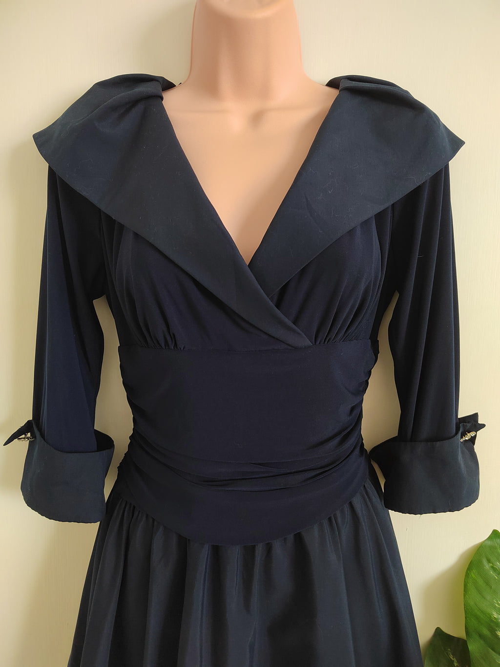 Eliza J Navy Vintage-Style Midi Dress - Size 12 NWOT