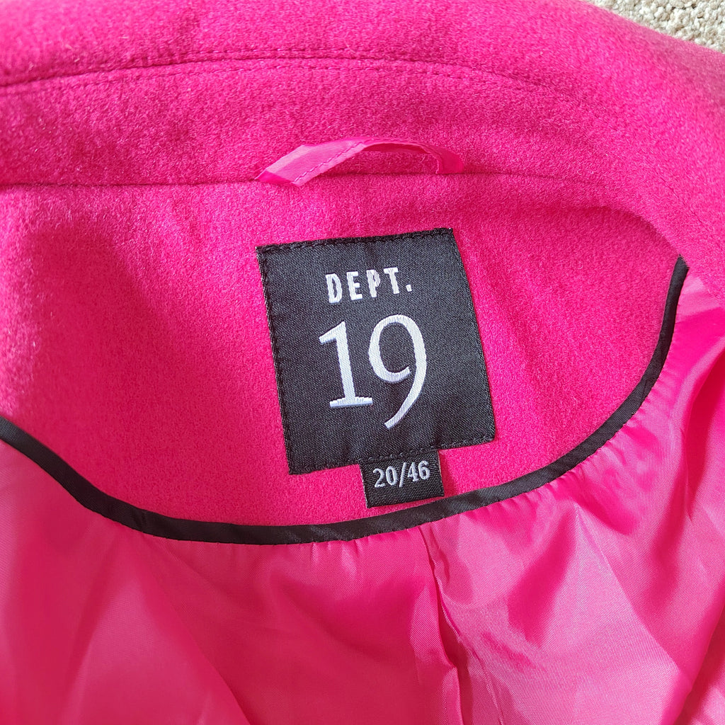 Dept 19 Women's Classic Single-Breasted Overcoat – Fuchsia Pink - Size 20