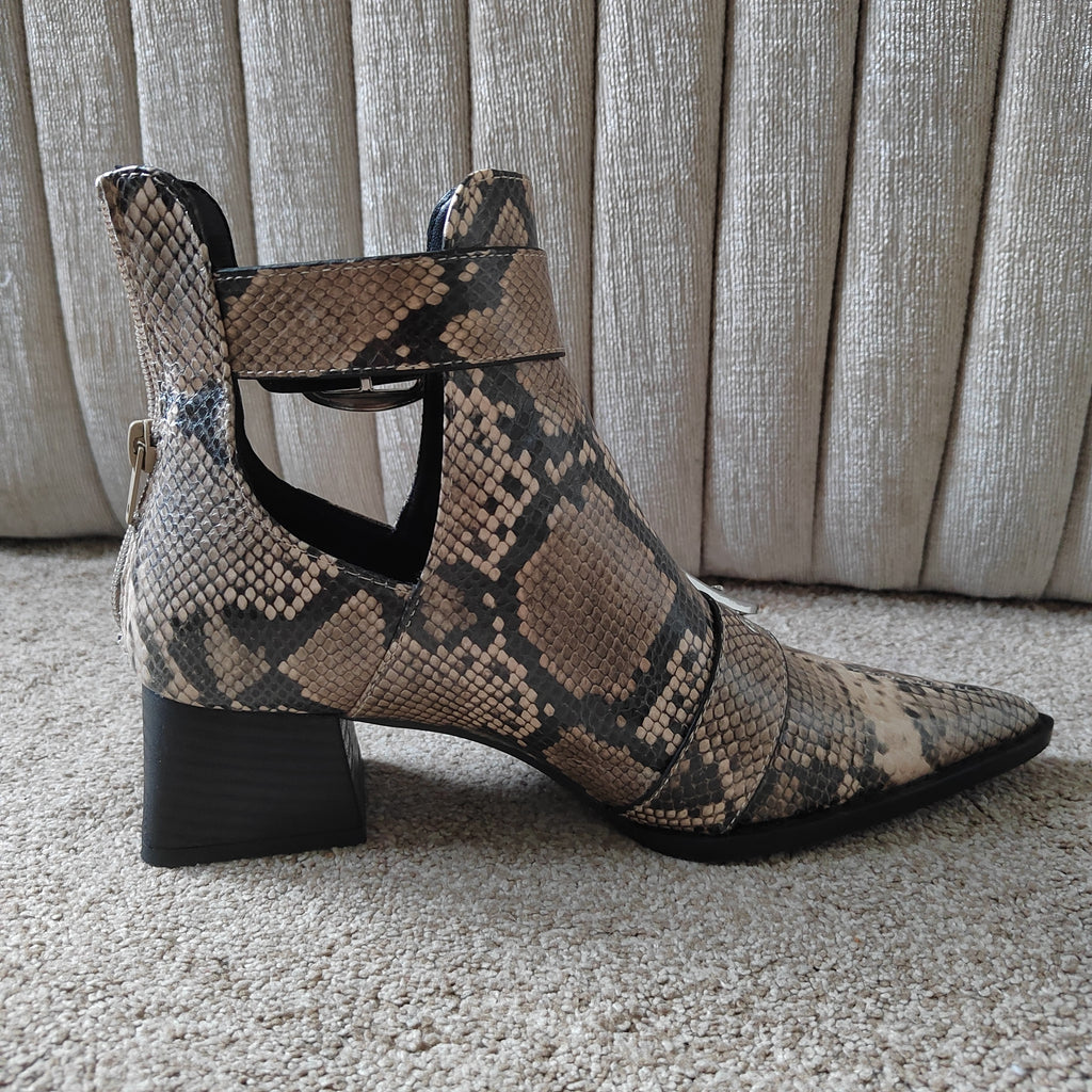 Next 'Forever Comfort' Snake Print Cut-Out Ankle Boots - Size 5