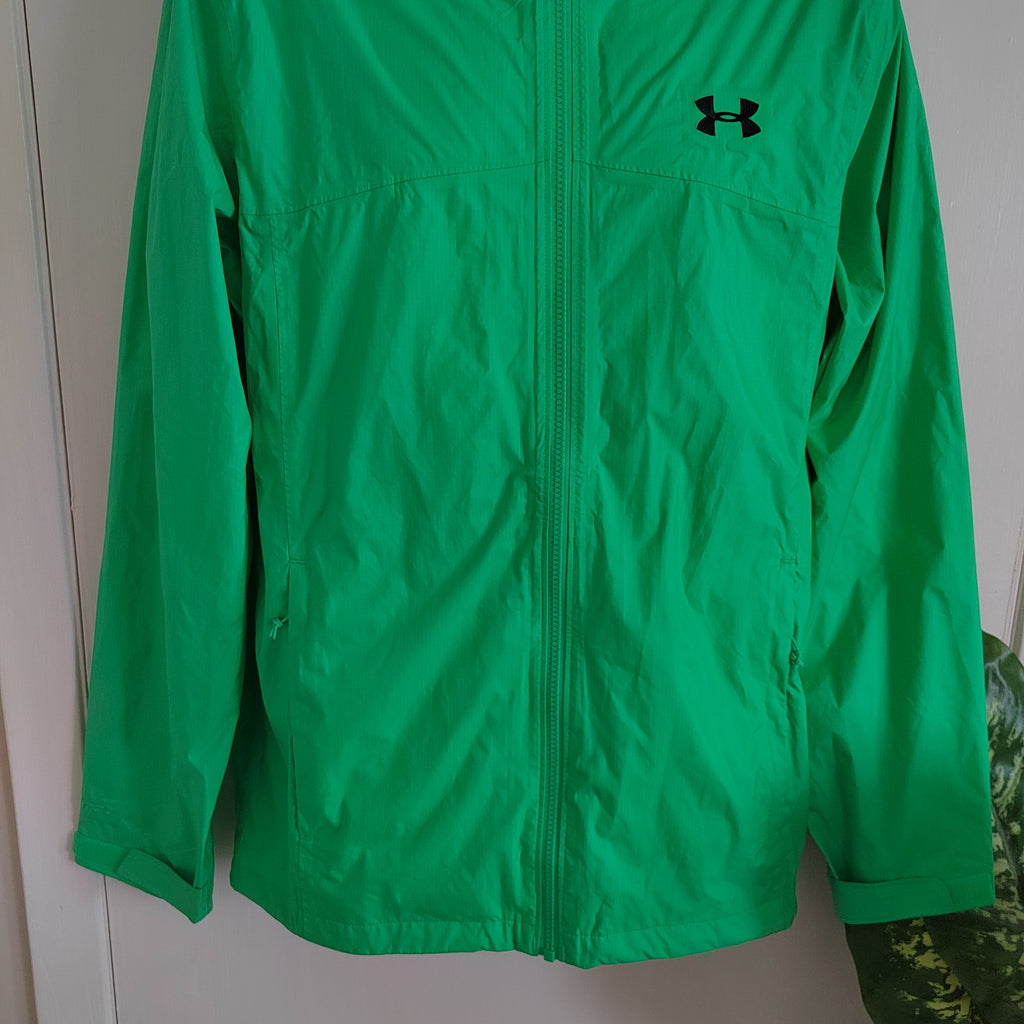 Under Armour Men's Green Lightweight Full-Zip Hooded Windbreaker Jacket - Size Medium
