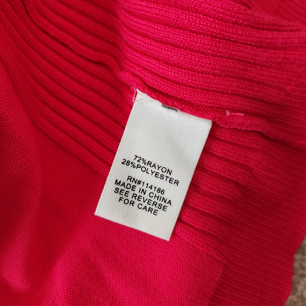 89th & Madison Fuchsia Pink Open Front 3/4 Sleeve Cardigan - Size Medium rrp £42
